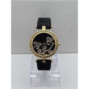Womens Adrienne Couture Collection Gold Tone Crystal Dial Watch New Battery
